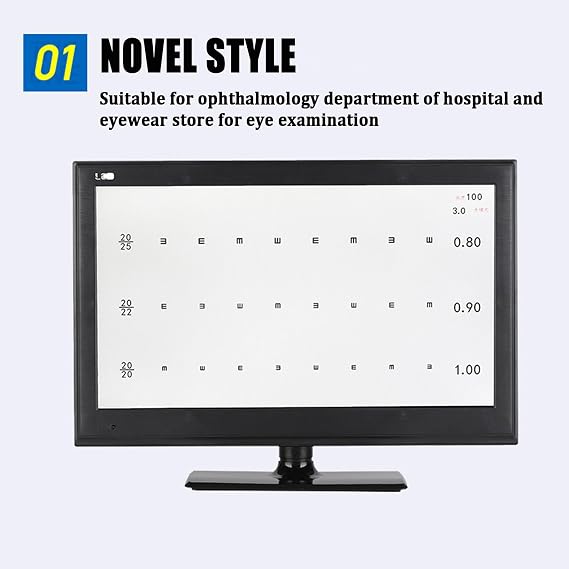 Digital Vision Chart,Screen Vision Chart Panel, Led Visual Acuity Testing Chart, with Remote Control, Full Screen Visual Acuity Chart Digital for Hospital,18.5