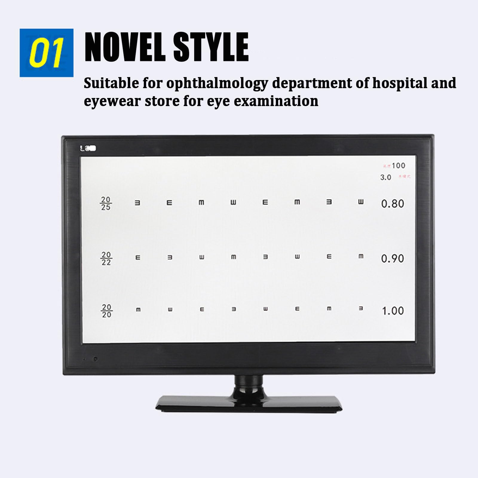 Pc-Version Der Digitalen SehschäRfetafel, Lcd-Elektronische Optische Sehtafeln Mit Mehreren Visuellen Zielen, Einstellbare Messdistanz Von 1-6 M, FüR Die Klinik Zu Hause,21.5