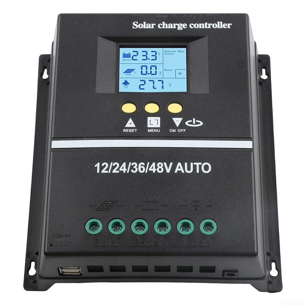 MPPT Solar Laderegler 150A mit LCD Display, Dual USB Ausgang, Automatische Spannungserkennung 12V 24V 36V 48V für Batterieregulierung (150A)