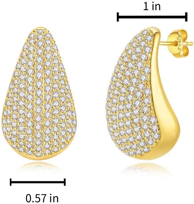 Cubic Zirconia Teardrop Earrings for Women, 14K Gold Plated with S925 Silver Posts, Hypoallergenic Dangle Jewelry for Bride, Bridesmaid, or Gift - Image 6