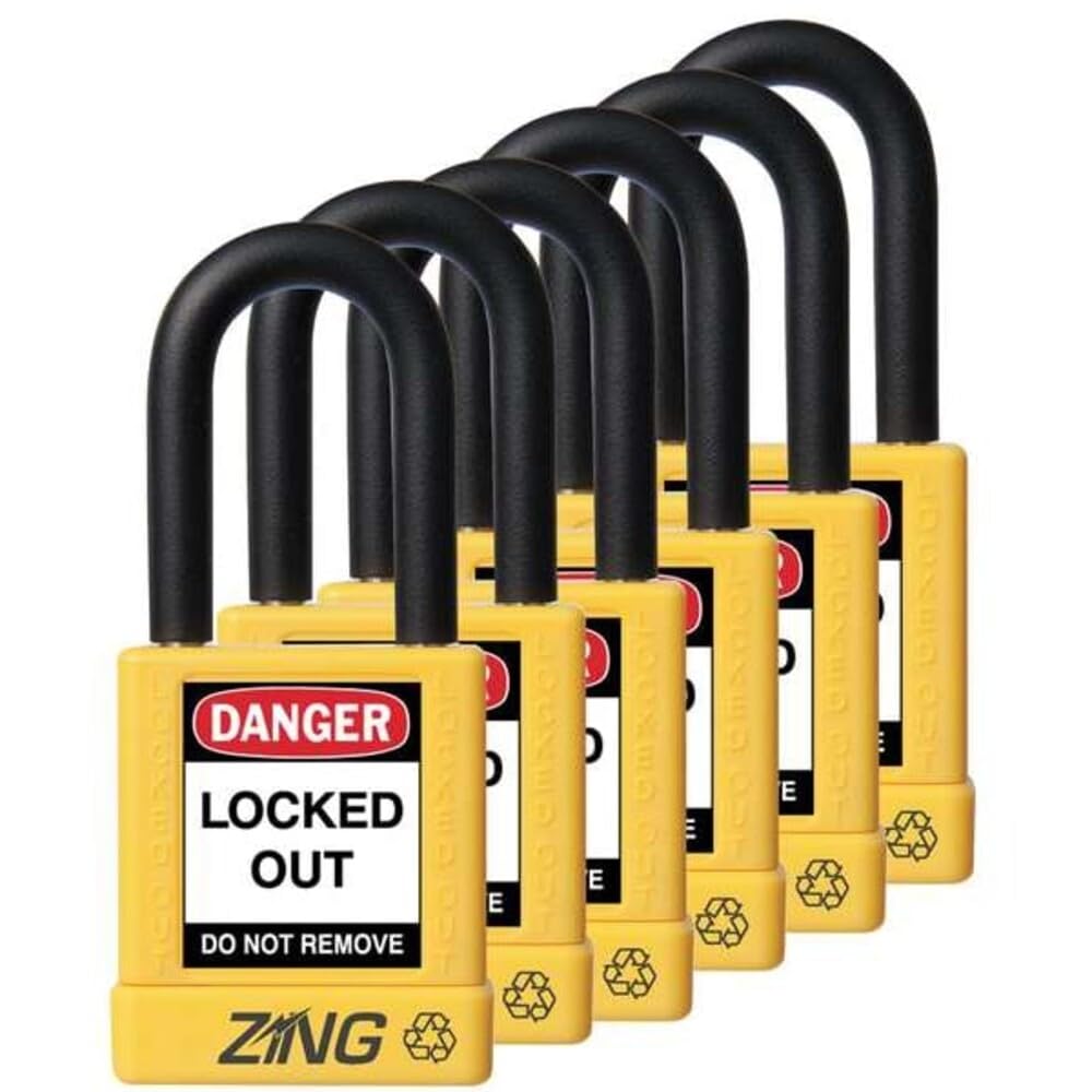 Zing recyclock seguridad Candado, llave maestra, 1.5 inches Shackle, amarillo, 6