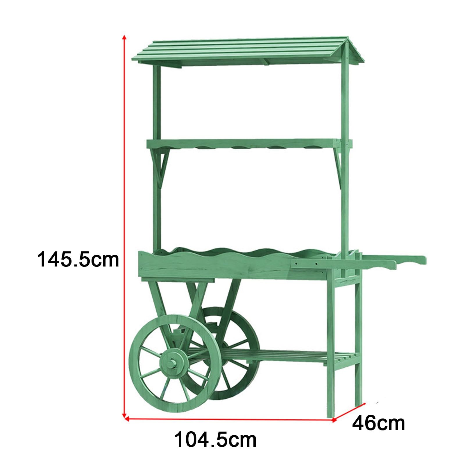 Questo Carrello portafiori con Ruote, Carrello per Dolci da Matrimonio in Legno, Stabile e portante, Carrello da Mercato di Campagna per Negozi di Fiori, Cortili, Giardini, Centri Commercial