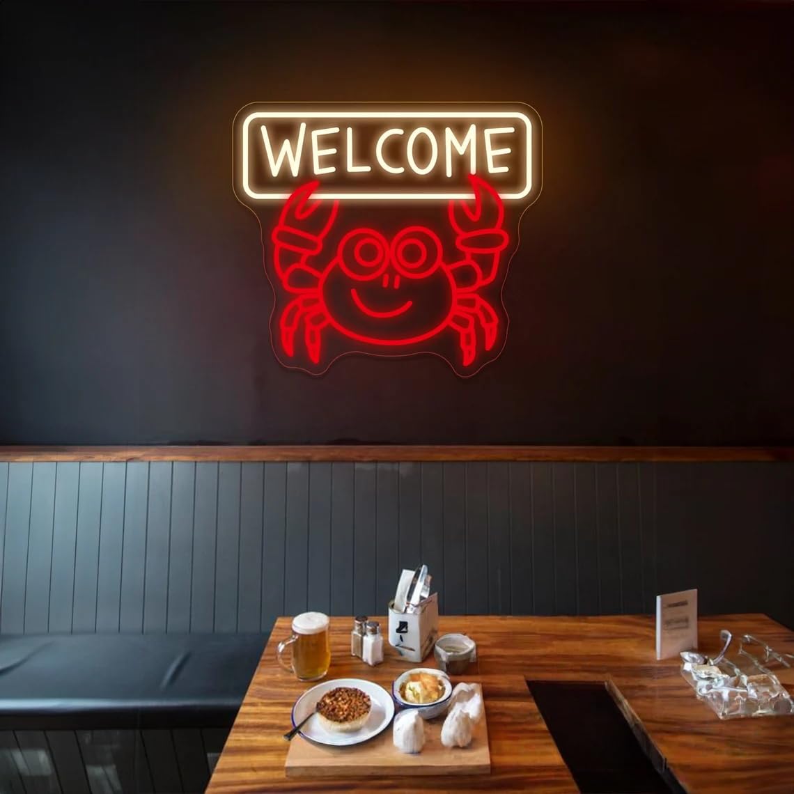 Crab Neon Sign Led Light Seafood Restaurant Decor Home Shop Welcome Neon Art