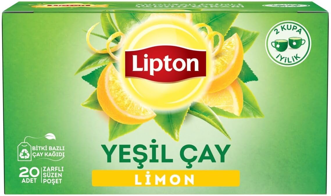 Lipton Berrak Limonlu Bardak Süzen Poşet Yeşil Çay 20'li Paket, 30 g