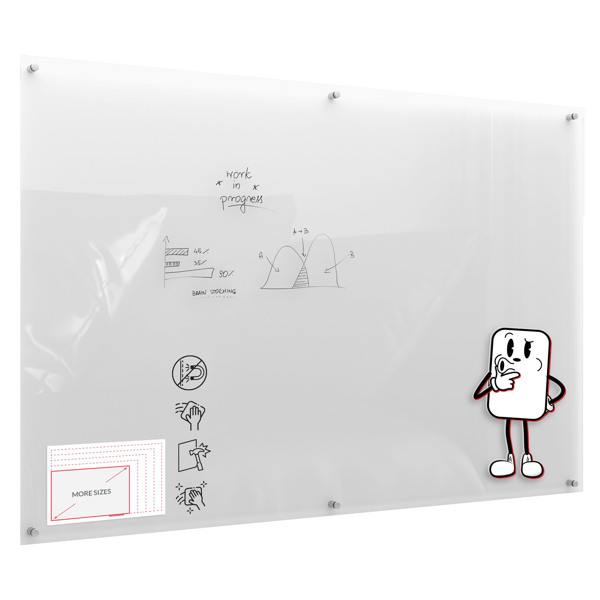 ALLboards Glass Board 180×120 cm Transparent Glass Whiteboard, Tempered Glass Writing Board — image 1