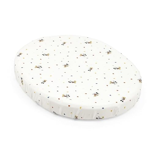 Miniatura 1 de Stokke Sleepi - Mini sábana bajera ajustable, diseño de Mickey Celebration, sábanas suaves para dulces sueños, hecha para el colchón pequeño ovalado