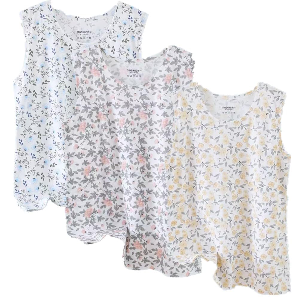 MIXZONES Cotton Basic Tank Tops for Women Undershirts Tanks Top Lightweight Camis Tank Tops 3Pack (US, Alpha, X-Large, Regular, Regular, Pink/Yellow/Blue)