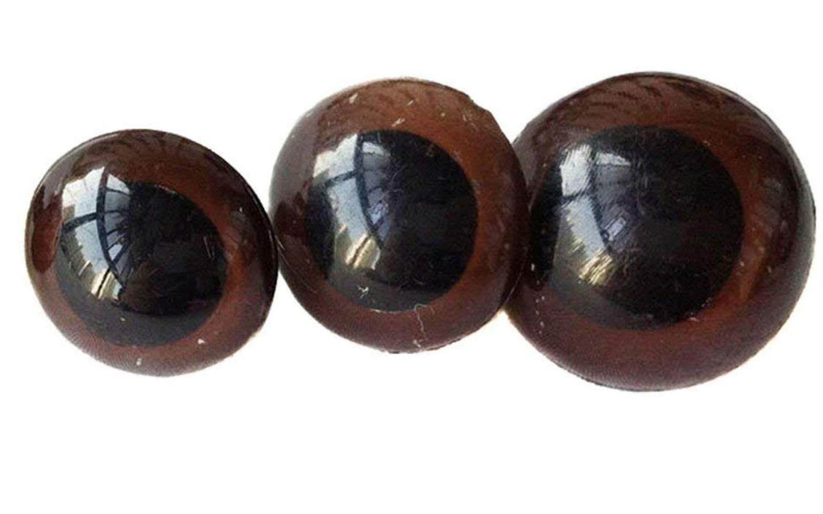 100Pcs Brown Plastic Safety Eyes for Bear Doll Puppet Animal Stuffed Toys DIY Sewing Craft (Diameter-24mm)