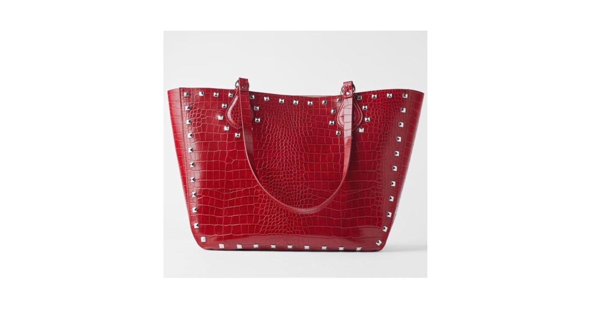 Amazon.co.jp: ZARA ザラ スタッズ付きトートバッグ Red