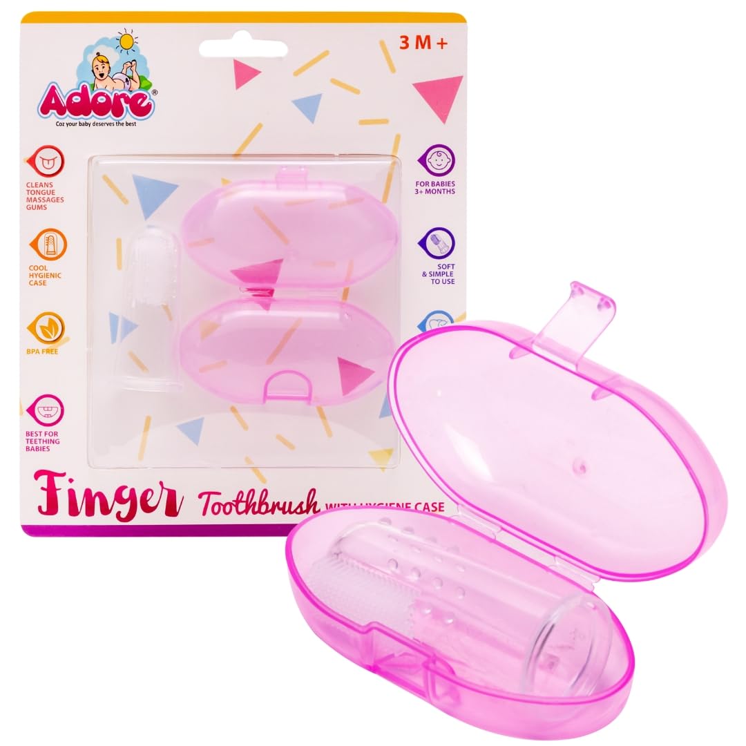 Adore Infant Silicone Finger Toothbrush with Case for Kids - Finger Brush with CoverTongue Brush Oral Cavity Cleaning Tool, Baby Finger Toothbrush, Finger Toothbrush (Blue) (B0D6VQDPMC) Amazon Price History, Amazon Price Tracker