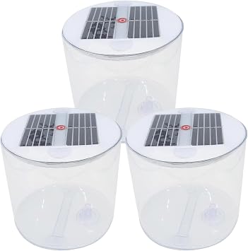 3Pcs Solar Camping Lantern Portable Inflatable Camping Lantern with Handle & Valve Waterproof 1000mAh 4-10H White Lights for Fishing, Tent, Picnic, BBQ, Outdoor Tent Lamp Gear Lights
