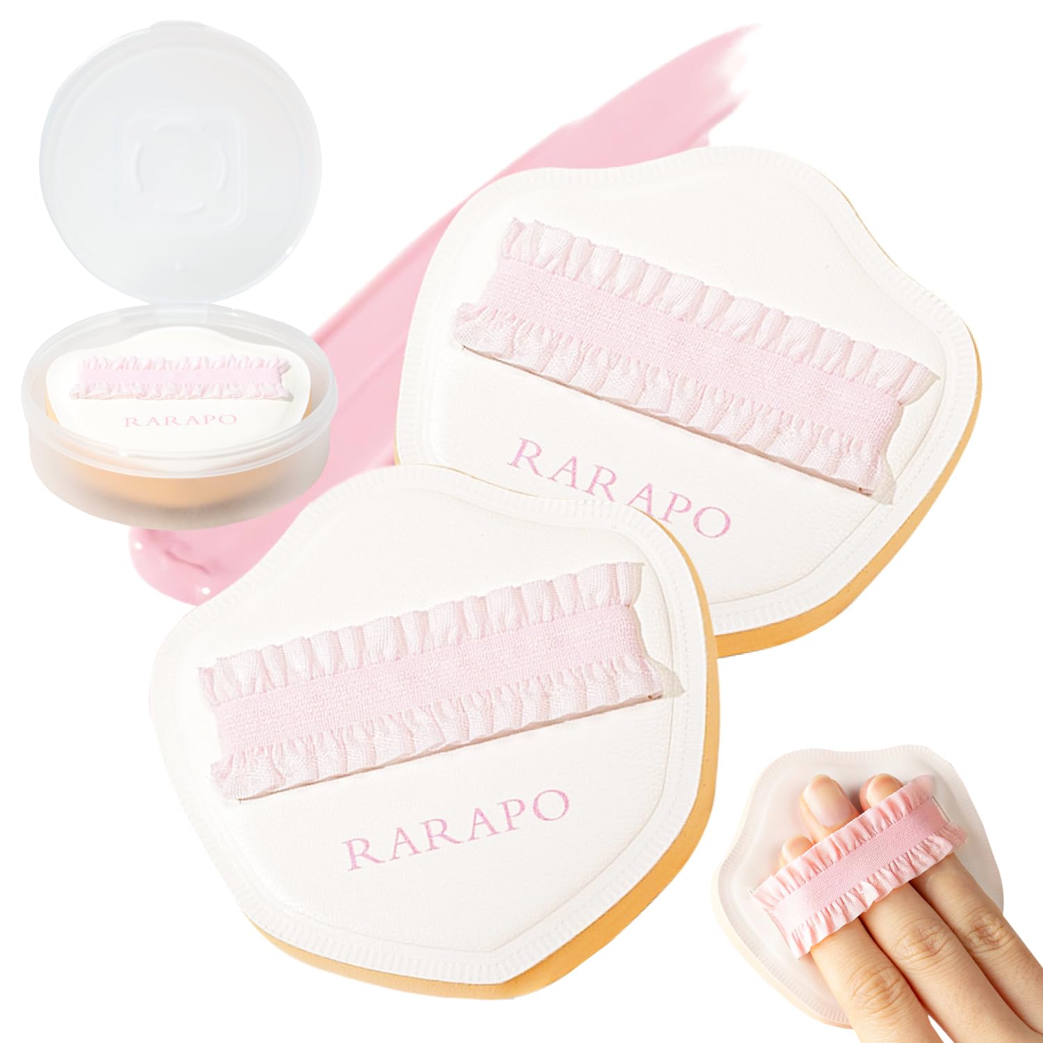 Rarapo Fundepuff JIAMICELL Leaf Shape Makeup Sponge White PU Puff