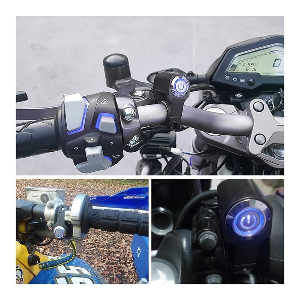 Commutateur Bouton Guidon Moto Interrupteur De Guidon pour Moto, 22 Mm, 7/8", Bouton d'alimentation pour Phares, Marche/arrêt, pour VTT, Sport, Tout-Terrain, Démarrage