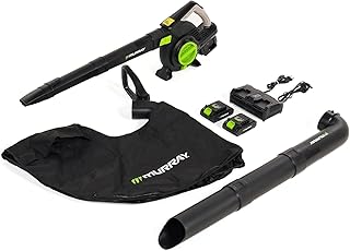 Murray Soplador y Aspirador de Hojas a Batería 20V 3 en 1 MU-BAT-VB270-KIT – Motor sin Escobillas, Control Inteligente, 4 Velocidades + Turbo, Bolsa de Polvo de 45L, Diseño de Montaje Rápido