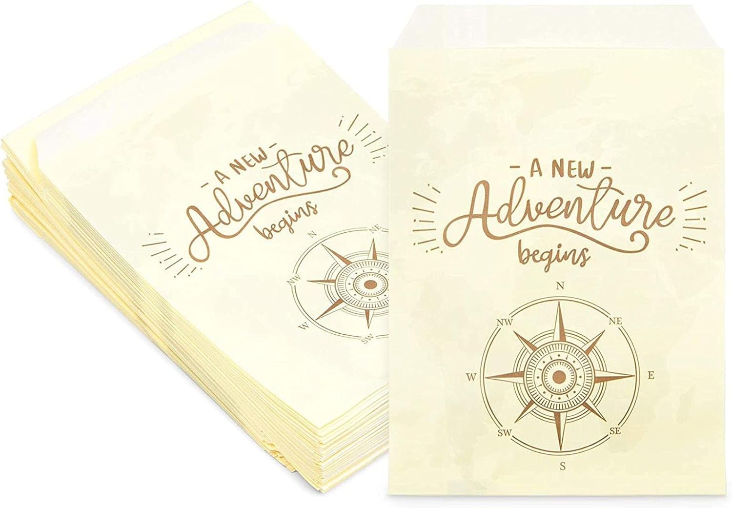 Paper Goodie Bags for Party Favors, A New Adventure Begins (5 x 7.5 In, 100 Pack) : Home & Kitchen