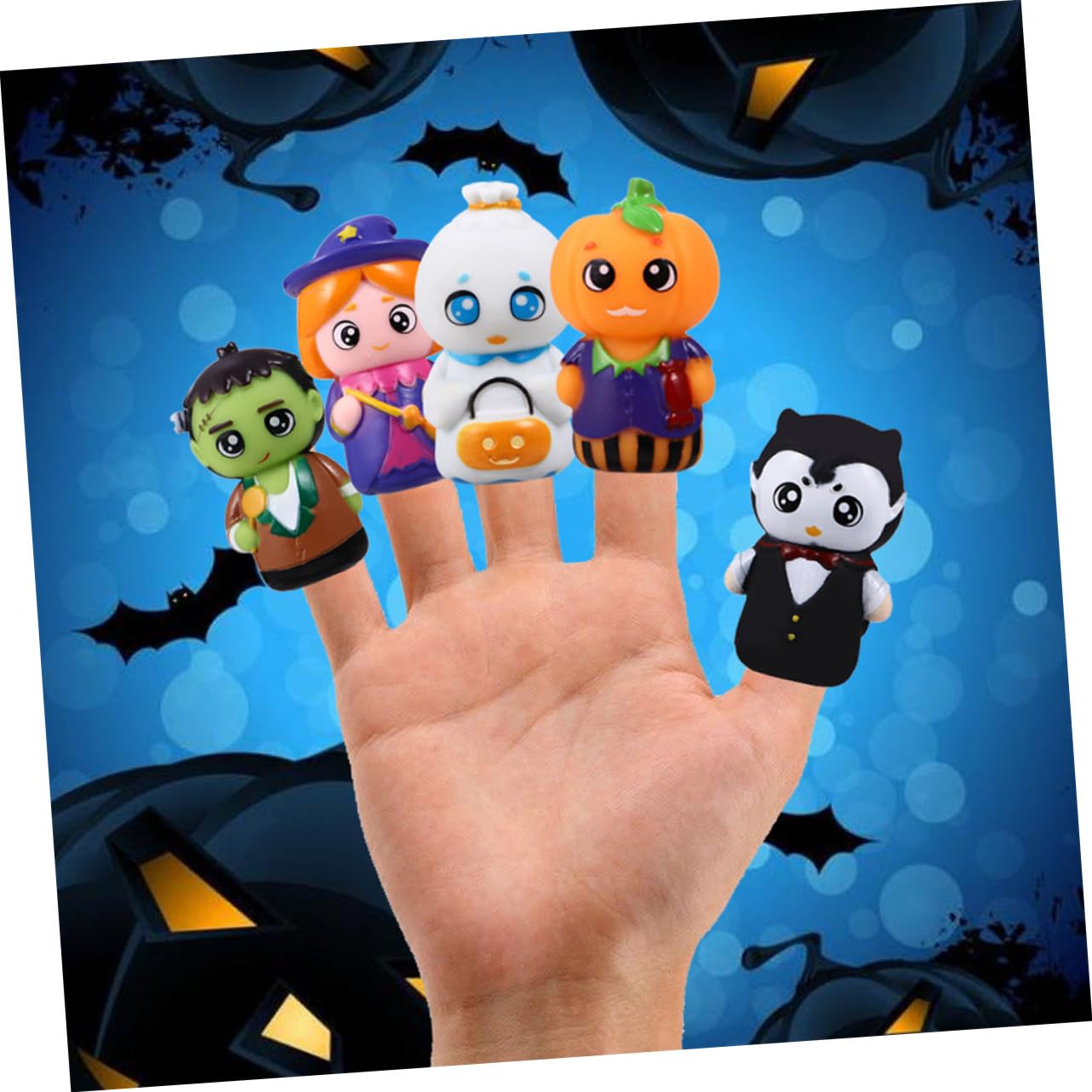 10 Piezas Marionetas de Juguete para Halloween Marionetas de Dedo de Dibujos Animados para Contar Historias Juguetes Interactivos de Roles y Fiestas