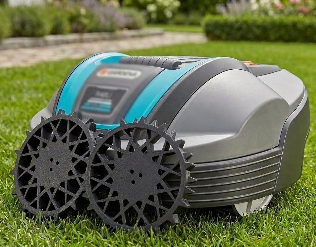 Antriebsräder 2er Set kompatibel mit Gardena R38Li / R40Li / R50Li / R70Li / R80Li passgenau optimales Profil Mähroboter Ersatzräder mit Stollenprofil