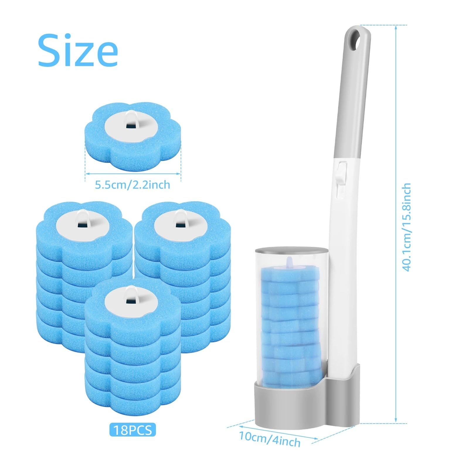 24/72-teiliges WC-Bürsten-Set mit langem Griff, Wand-WC-Reinigungswerkzeug-Set(72 Pcs Heads ABC)