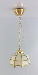 The Miniature Lighting Co Dolls House Led Battery Warm Light Hanging White Gold Ceiling Lamp
