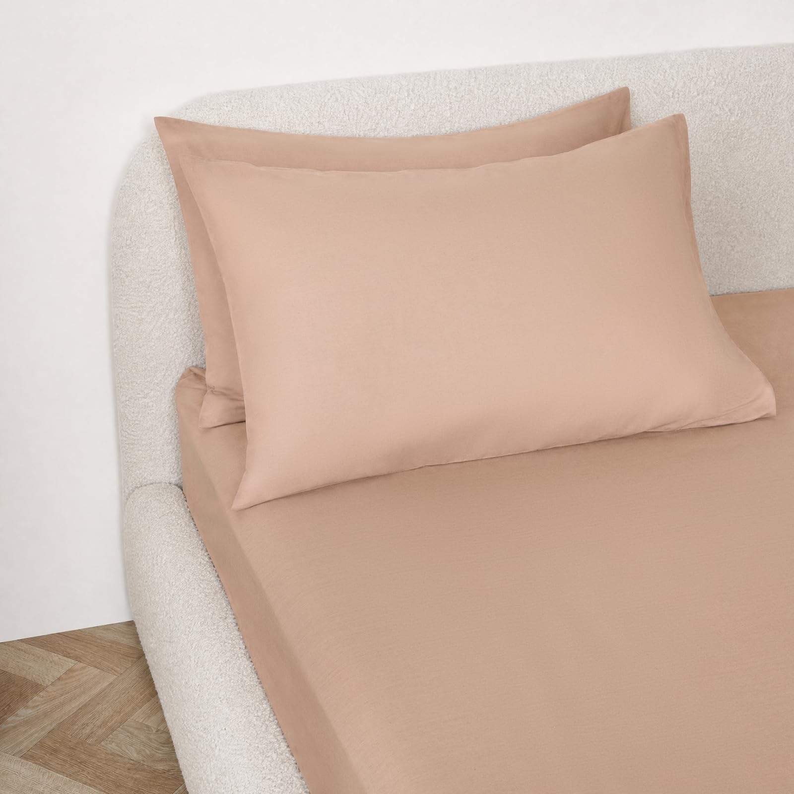 OHS Easy Care Polycotton Extra Deep Fitted Sheet King, Natural - King