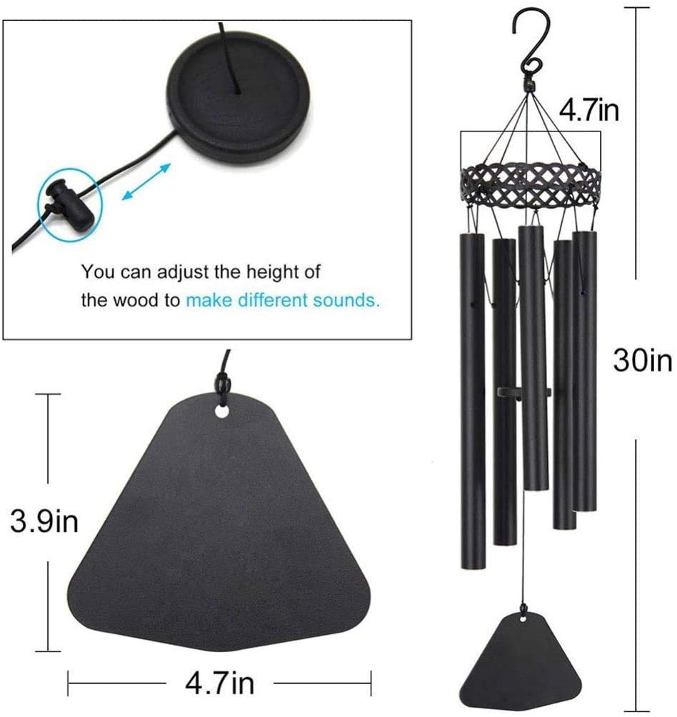 Vents carillons de l'extérieur, 5 Tubes métalliques Creux - Chemin d'eau avec Un Crochet pour intérieur et extérieur, carillons éoliens de 30 Pouces en Plein air
