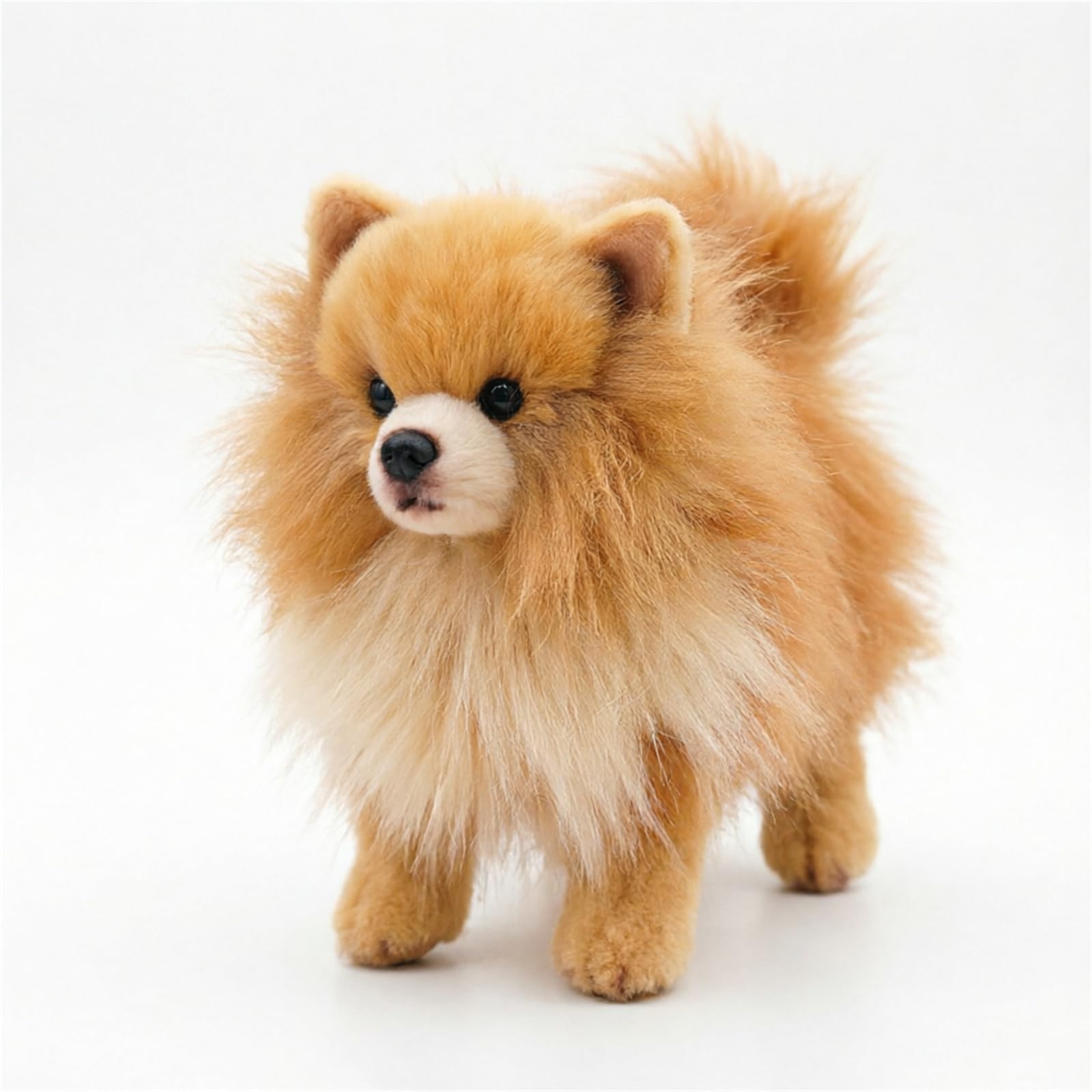 Plüschtier, Weiches Pomeranian-Hunde-Plüschtier, tierisches lebensechtes Hundeplüschtier, 26 cm(Brown Pomeranian)