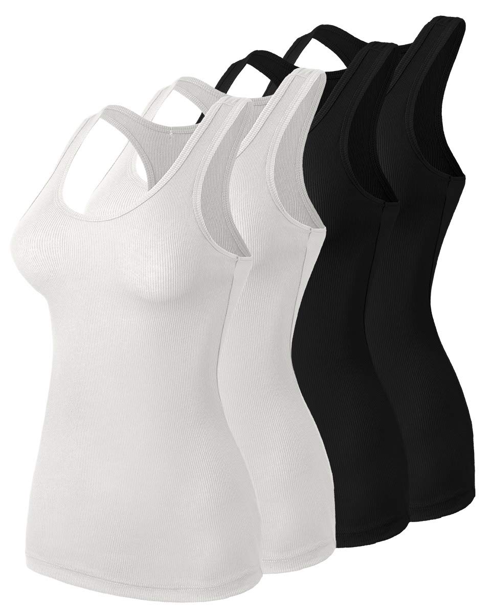 Women's Tank Top – 4 Pack Lightweight Basic Undershirt Racerback Camisole Stretch Cami Sleeveless Shirts