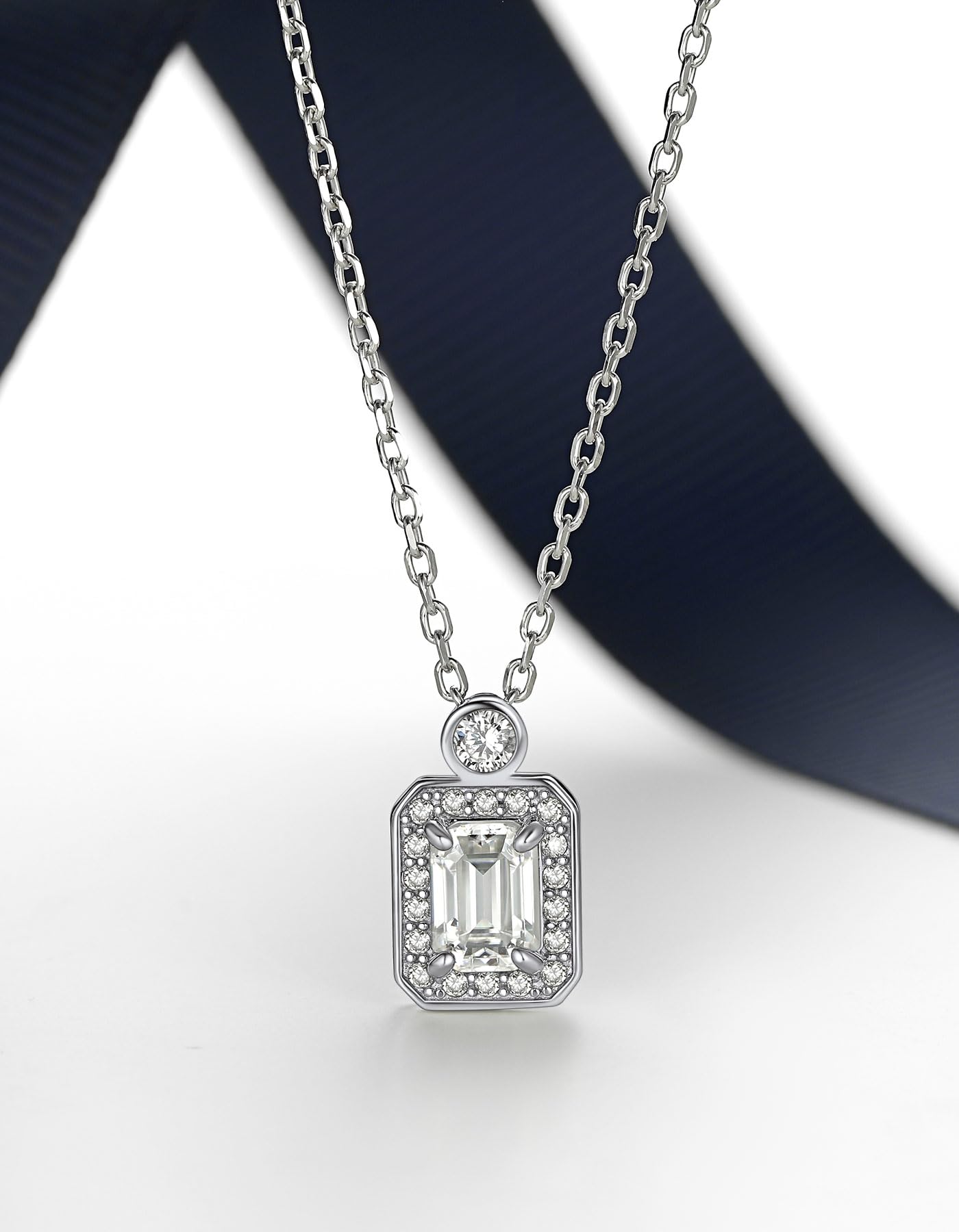 MomentWish Collana Punto Luce Donna, 1 Carato Moissanite Collana Donna Regalo Festa della Mamma Argento 925 Halo Pendente Regalo Compleanno Fidanzata