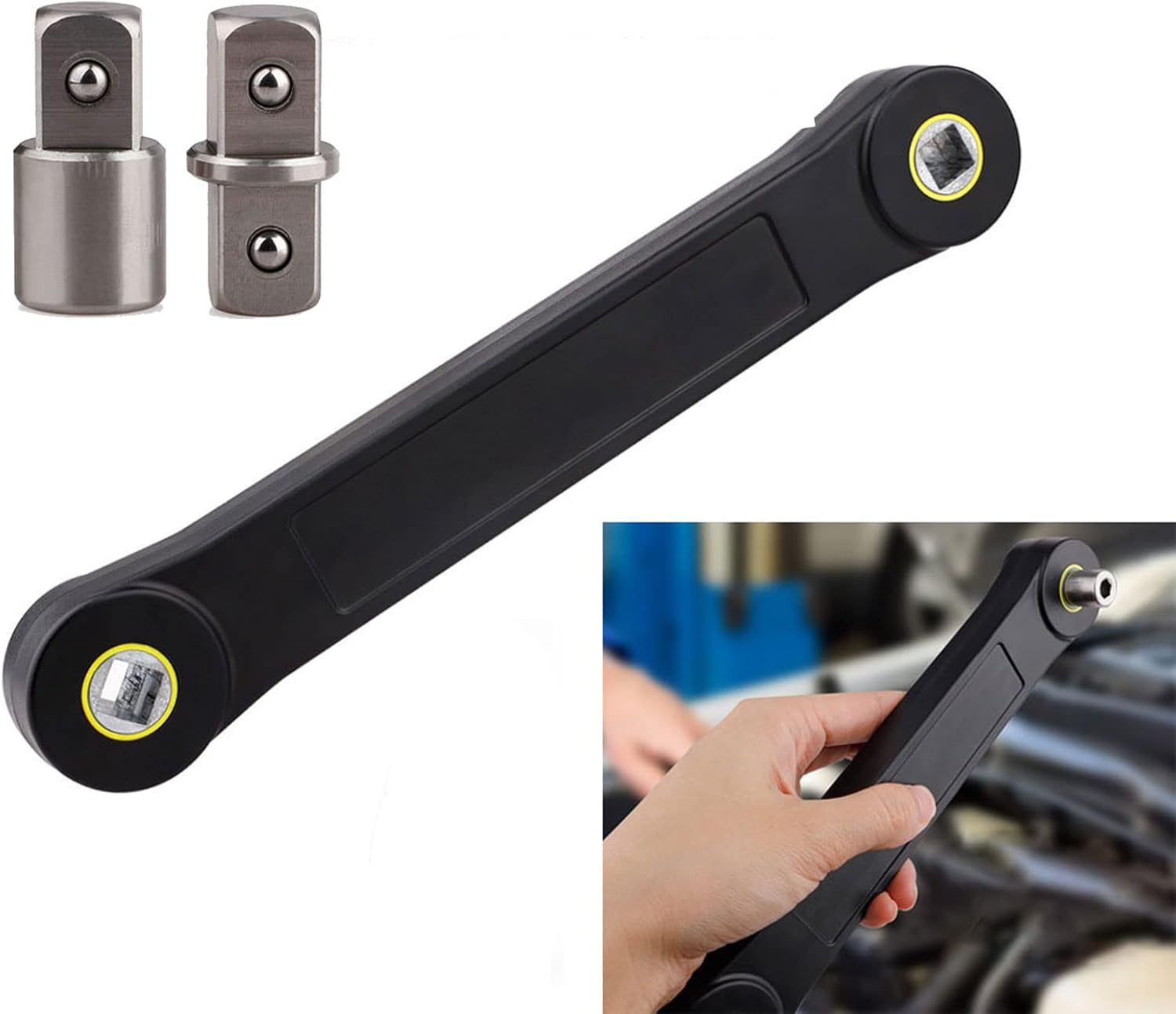3/8" Pro Wrench Extender with 2 Adapters, Tight Reach Extension Wrench, Universal
