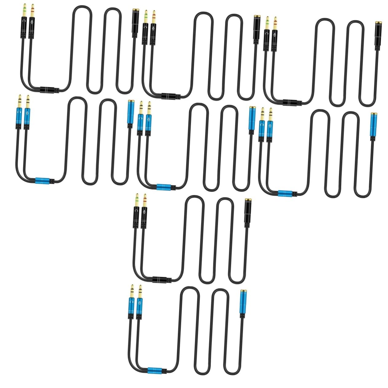 Mikikit 8pezzi Splitter Audio Adattatore Per Cuffie Per Computer Connetti Headset Per e Confezione Blu e