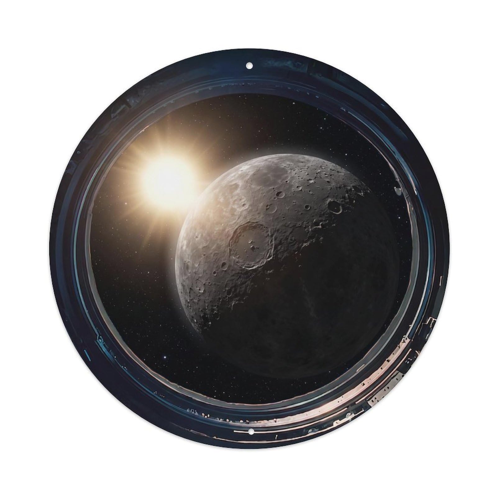 Cratered Gray Planet View Metal Tin Sign