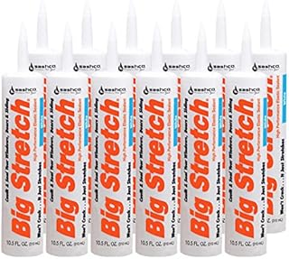 Sashco Big Stretch Acrylic Latex High Performance Caulking Sealant, White, 12pack, each 10.5 oz Cartridge