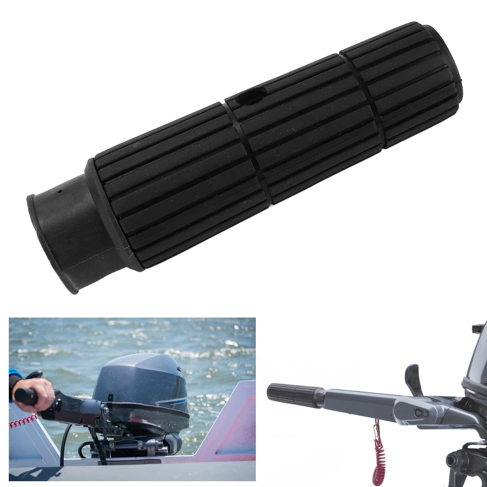 Leapiture 153mm/6.02in Throttle Steering Handle Grip Black Marine Steering Grip Engine Accessories Replacement Parts for Outboard 9.9?15HP