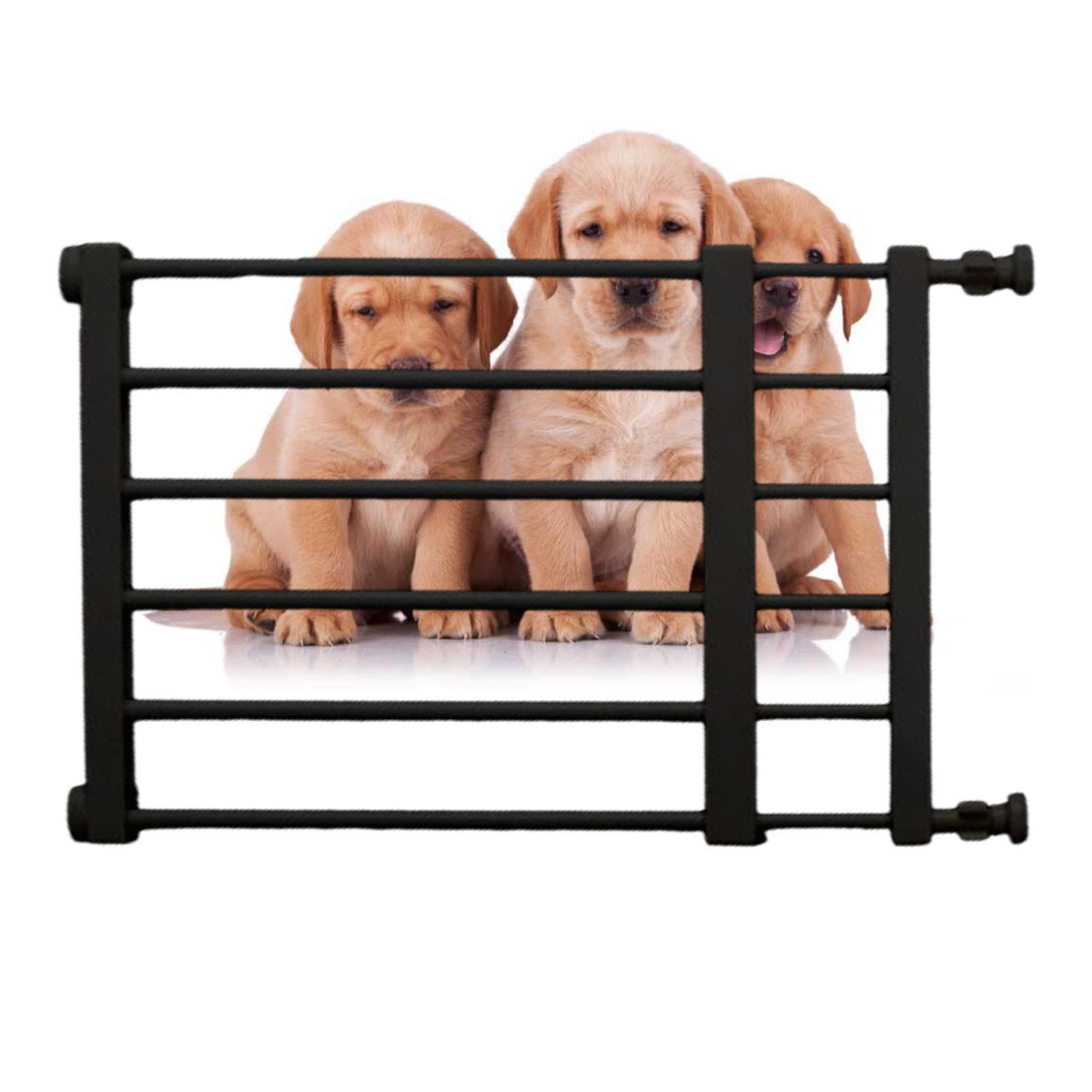 Puerta ancha para perros sin necesidad de taladrar, valla de seguridad para perros pequeños, puerta baja para mascotas, 2 almohadillas antideslizantes retráctiles, adecuado para escaleras, puertas,