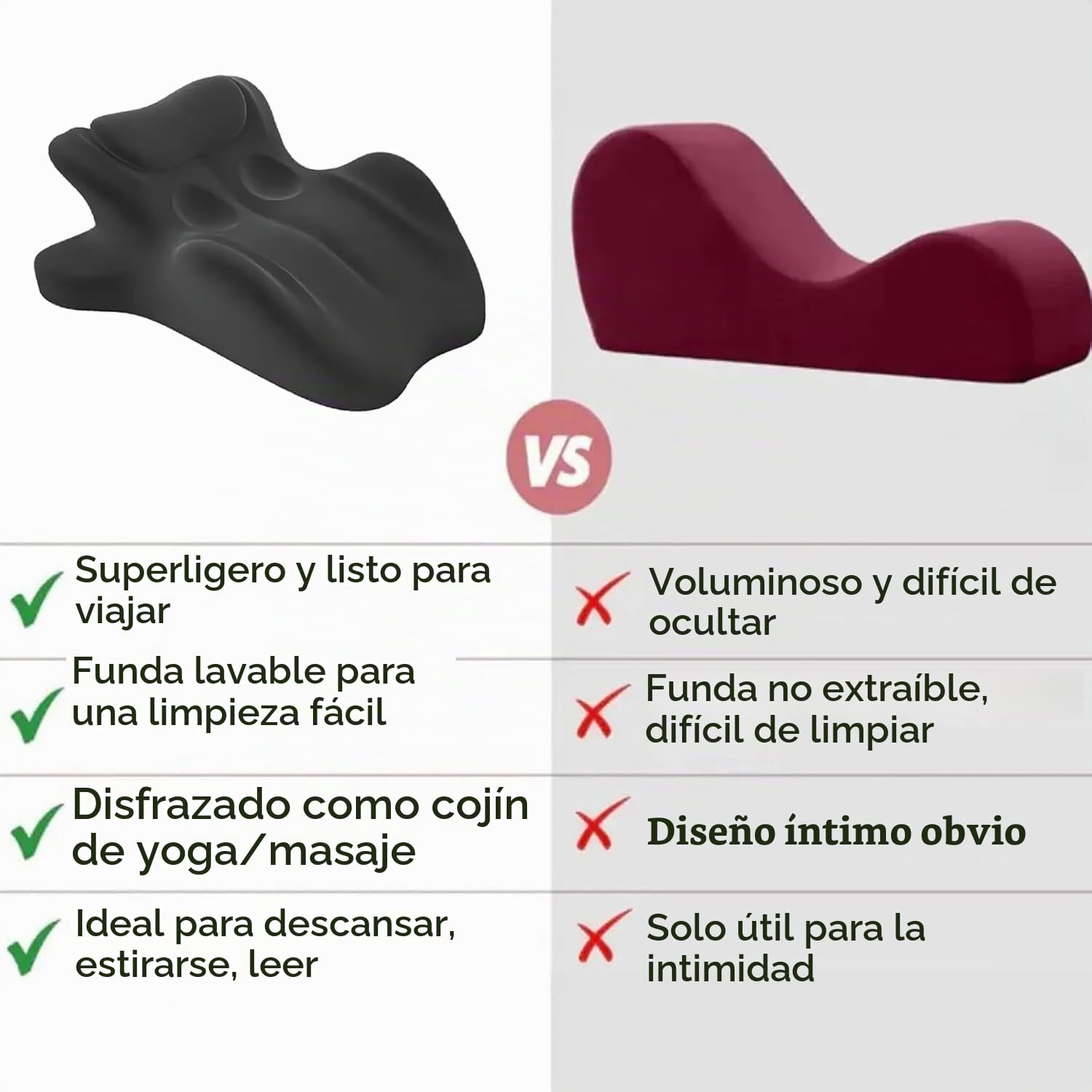 Almohada para Parejas de 27° - Cuña de Espuma viscoelástica para Mayor Comodidad y conexión - Almohada ergonómica, Funda fácil de Limpiar,Negro