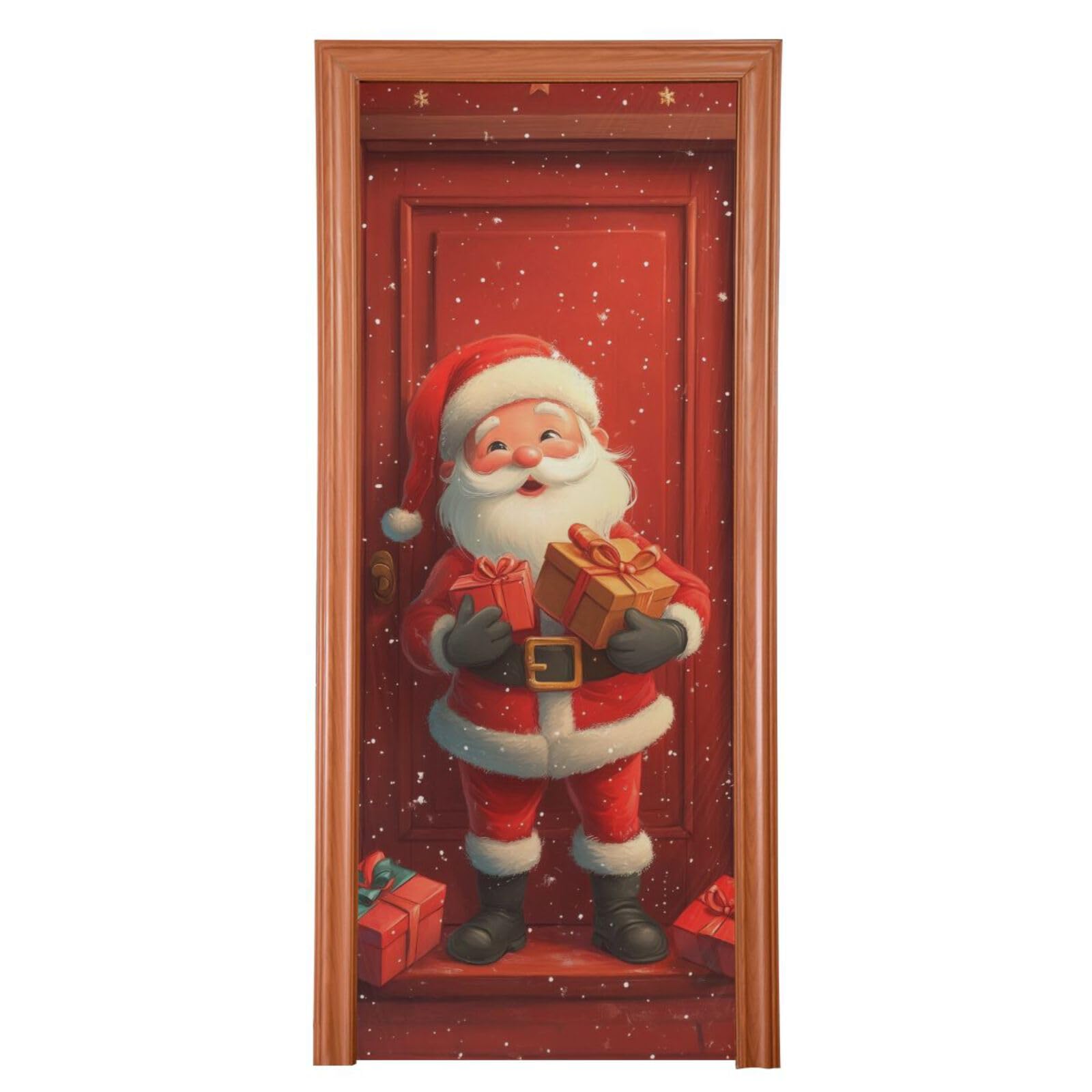 FLildon Christmas Coming Santa Claus Door Cover Decoration, Party Accessory Porch Decor for Festive Ornament Room Door Covers 32 x 79 Inch
