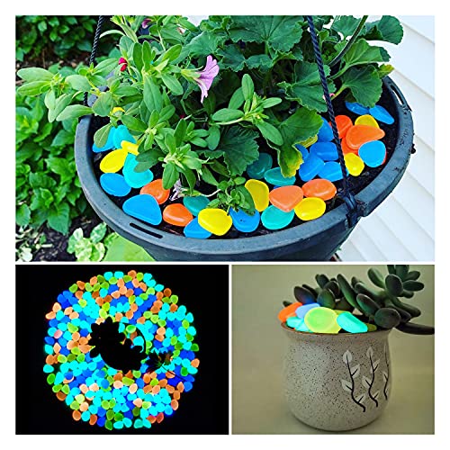 Image of NAMTSO Glow in The Dark Rocks Outdoor, 500 pcs Multicolor Solar Rocks for Landscaping, Outdoor Decor Glow in The Dark Stones, Glowing Pebbles for Garden Backyard Patio Lawn Fish Tank Aquarium Decor