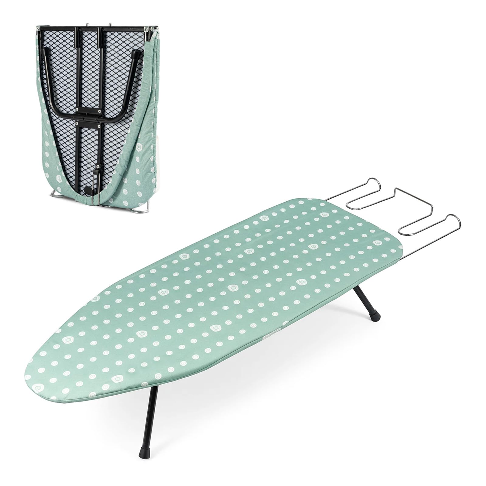 SUNNYNEST 110x32cm Folding Ironing Board with 6 Adjustable Heights (66-77cm) – Lightweight Design, Cotton Cover & Non-Slip Feet (Blue-M)