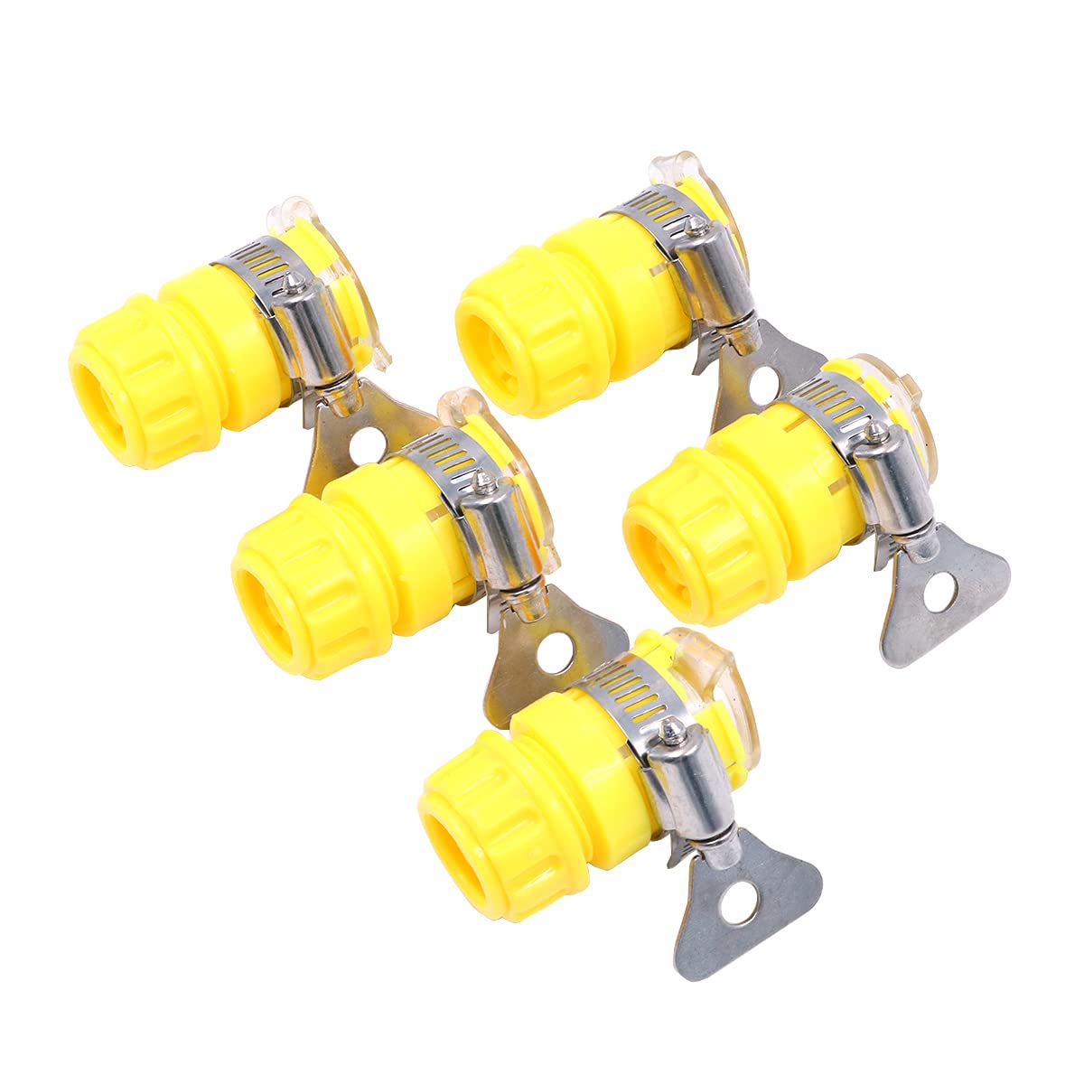 Hsthe Sea Yellow 5 Pcs Garden Hose Tap Connector 15-20Mm Diameter Universal Tap Adapter Connector Mixer With Universal Adjustment Valve Garden Hose Pipe Joiner Fitting