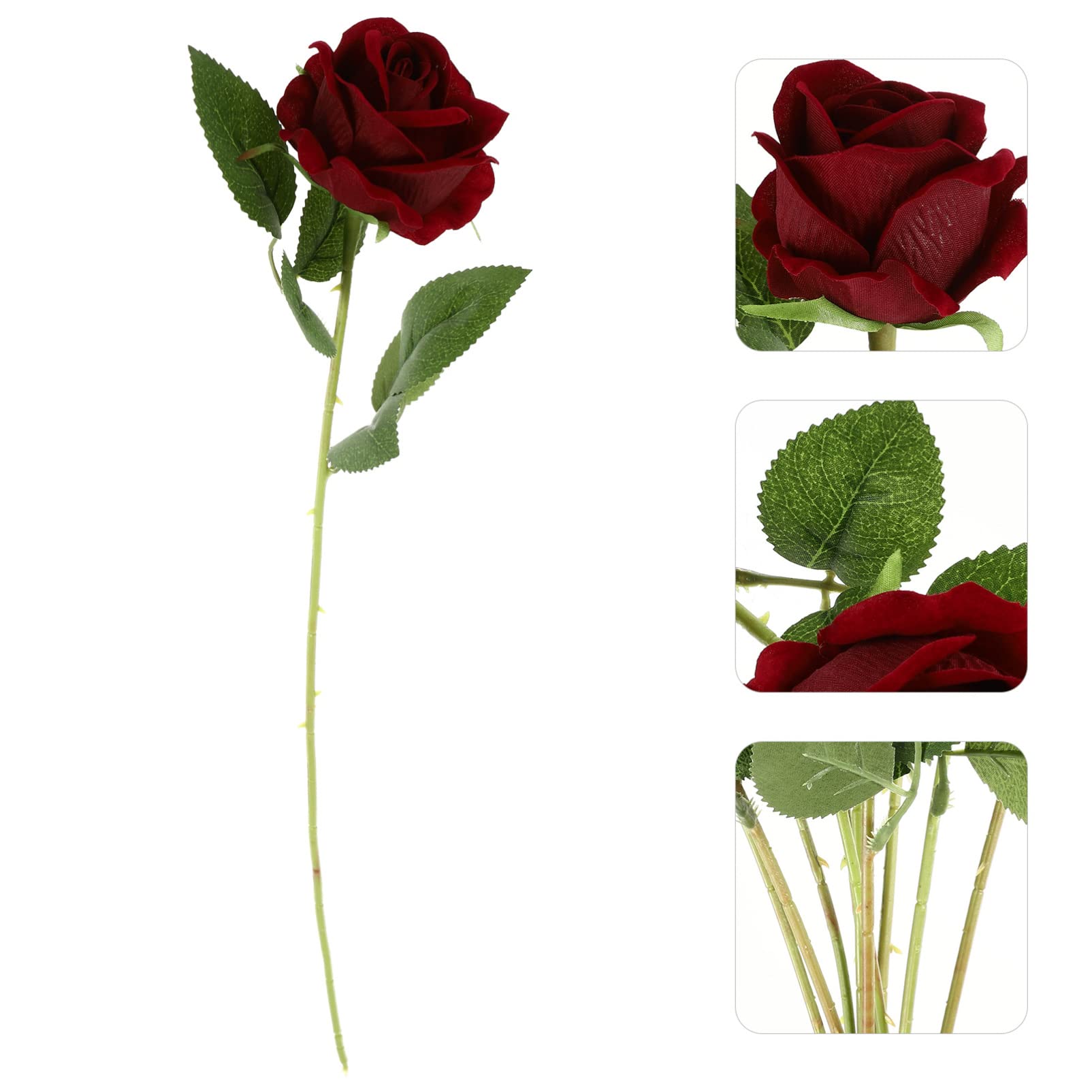 40 Tiges De Roses Artificielles - Fil Vert Avec Feuilles - Flexible Pour Compositions Florales DIY Et Mariage - 7