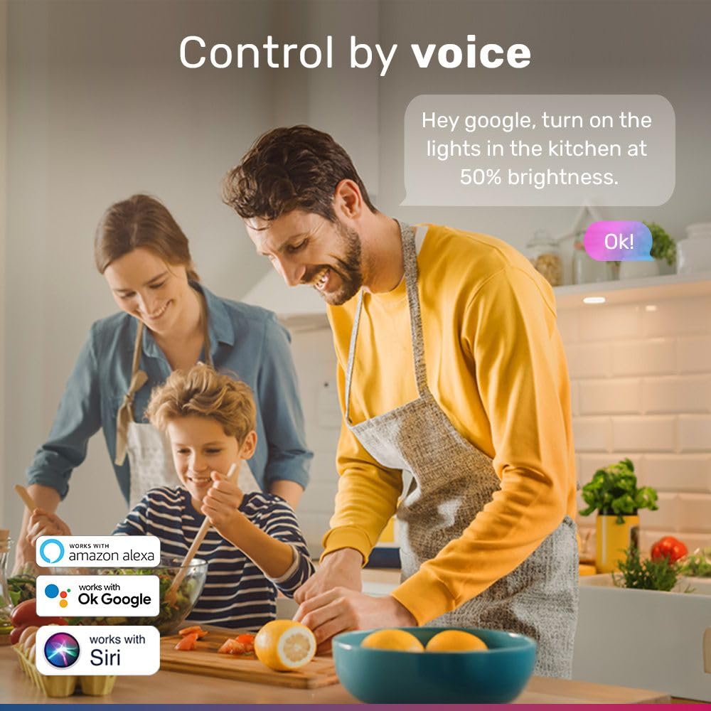 HOFTRONIC - Confezione risparmio da 10 faretti LED Smart Home GU10 – WiFi + Bluetooth – Colorato RGBWW – Controllabile tramite telefono cellulare e lingua (Google Home, Amazon Alexa e Siri)