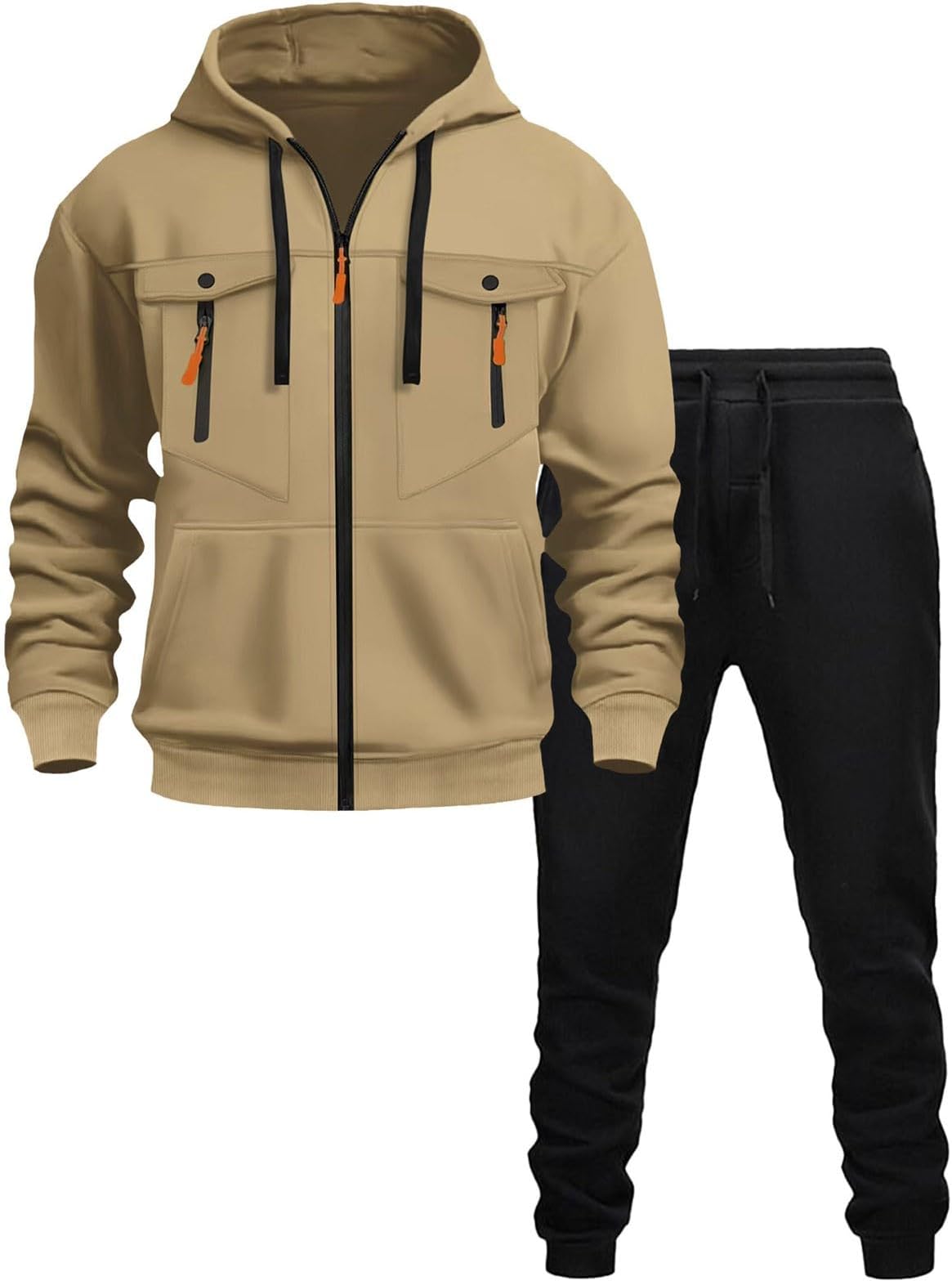 Sweatsuits for Men 2 Piece Set Full Zip Fleece Joggers Track Suits Mens Sweatpants and Hoodie Set Gym Golf Sweat Suit