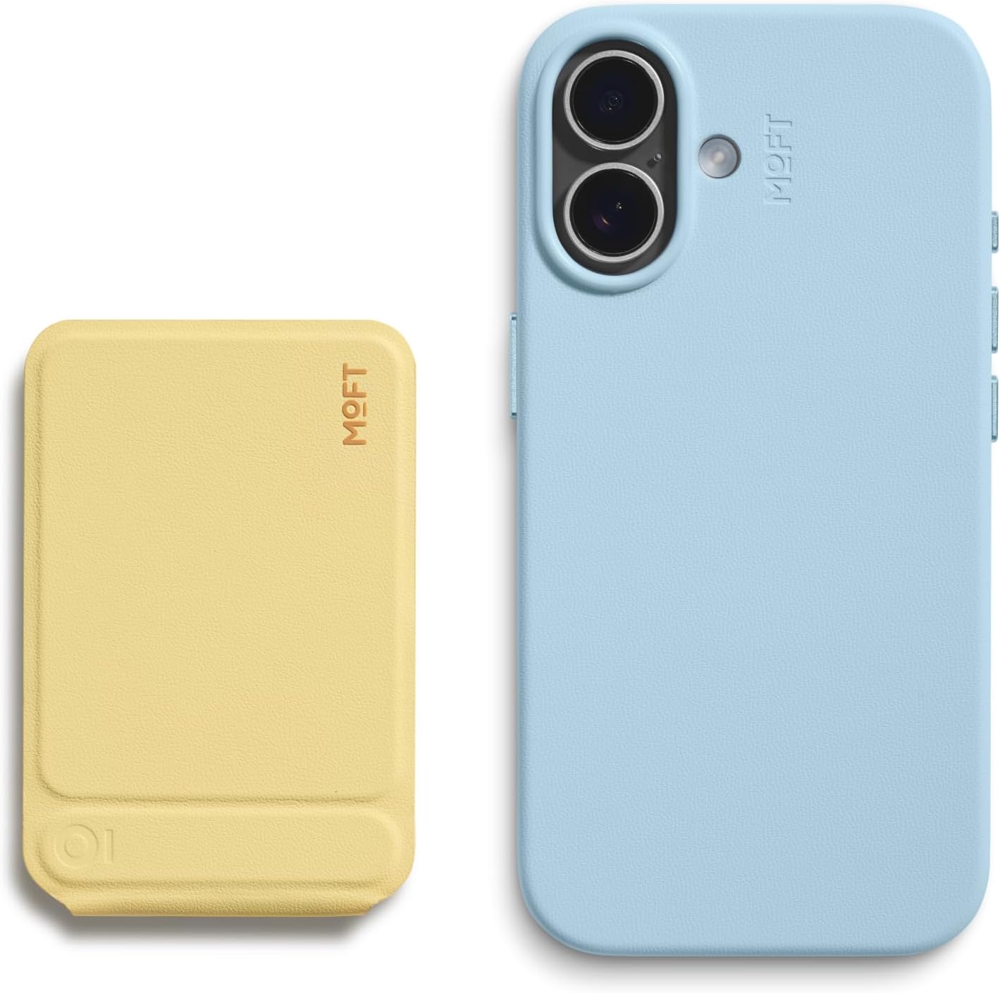 MOFT Phone Tripod Stand Panna Cotta & Snap Case MOVAS™ Vegan Leather for iPhone 16 Soothing Mist