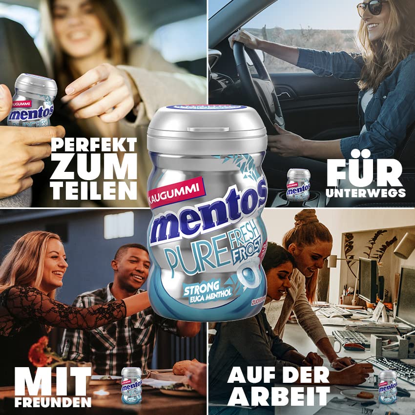 Mentos Kaugummi Pure Fresh Frost, 6 Boxen zuckerfreie Chewing Gum Dragees mit Menthol-Eukalyptus-Geschmack & flüssiger Füllung… – Ansicht 4