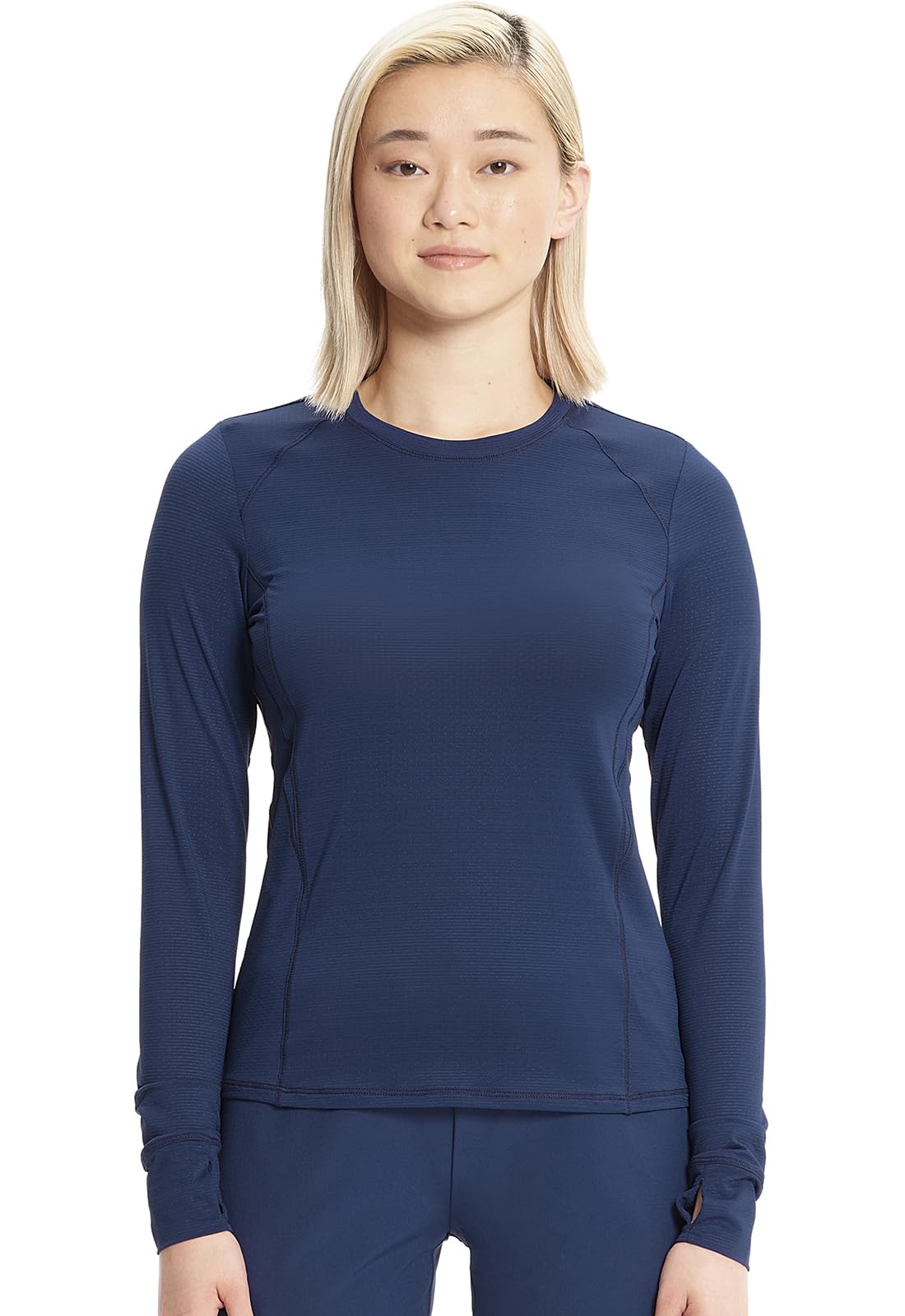 Cherokee Infinity Womens Long Sleeve Underscrub Top, Round Neck, Thumbholes, Moisture-Wicking 360° Stretch - IN640