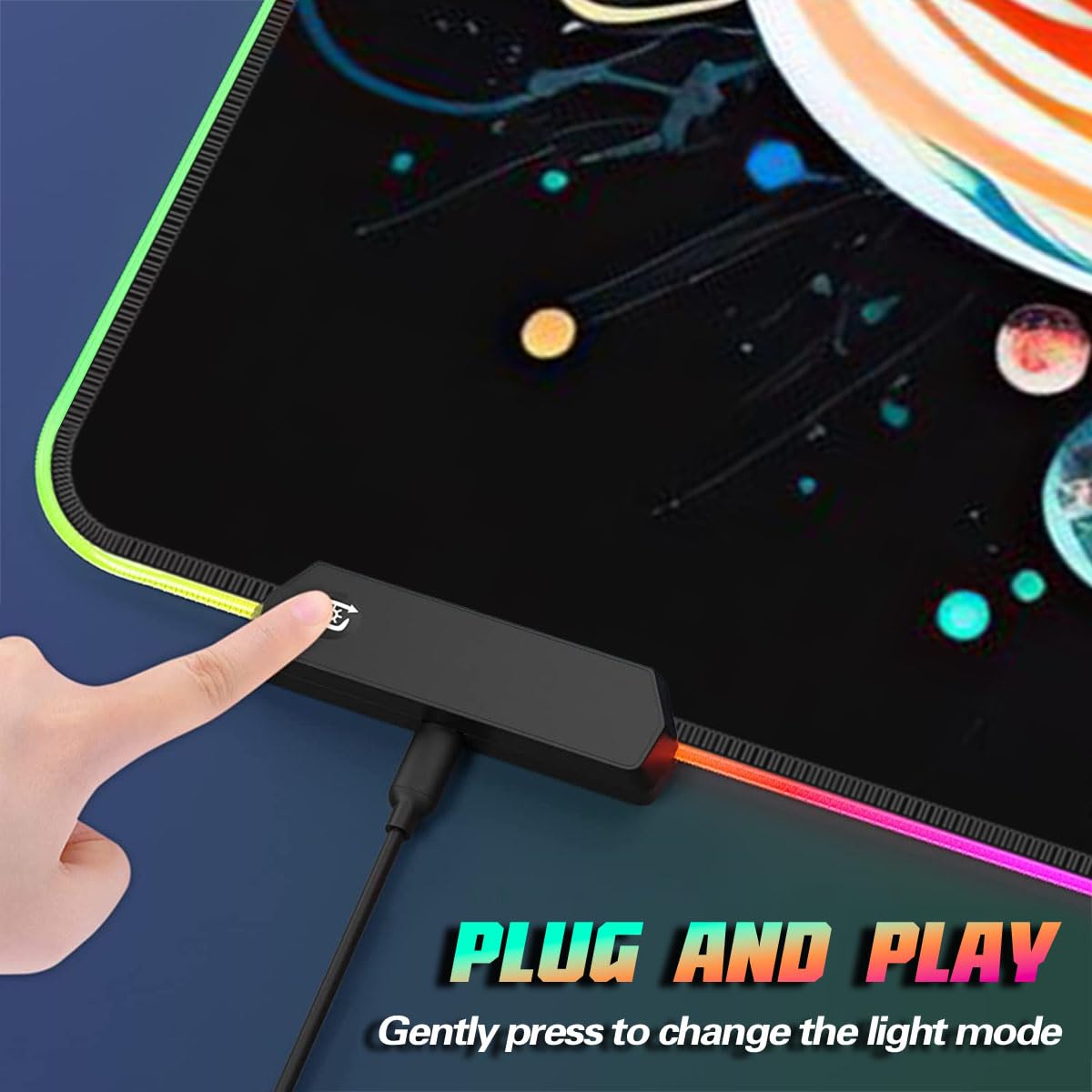 Tappetino per mouse da gioco con astronauta al neon LED lungo esteso ROG tappetino per mouse da scrivania (60 x 35 x 0,3 cm) lavabile a mano tappetino per mouse da gioco accessori da scrivania