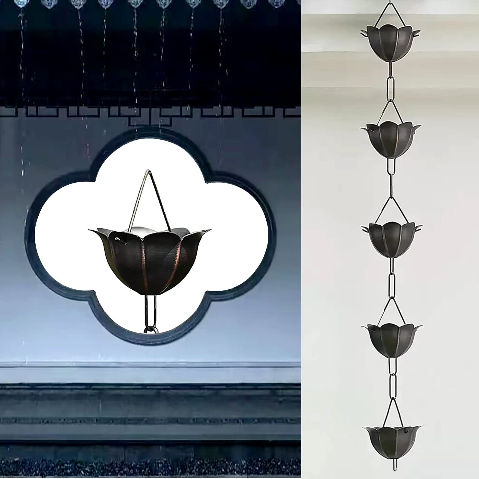 BAOFUYA Chaîne De Pluie En Cuivre Forme Pétale - Élégante Et Efficace Pour Maison Et Jardin