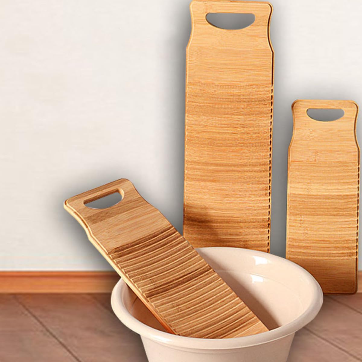 BETOOKY Rutschfestes Rechteckiges Waschbrett Robust und Leicht Verformbar für Handwäsche im Badezimmer in Khaki Farbe 50x18x1,8cm Zufällige Farbe