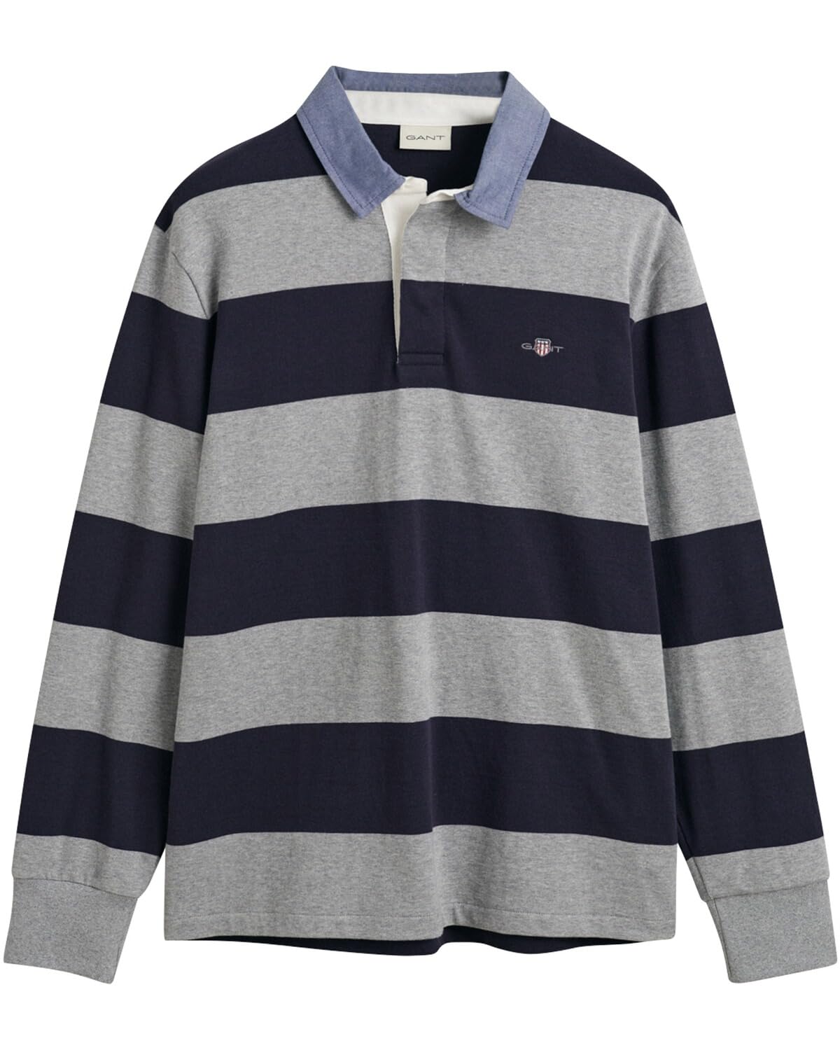 GANT REG Chambray Stripe Heavy Rugger, Grey Melange, M