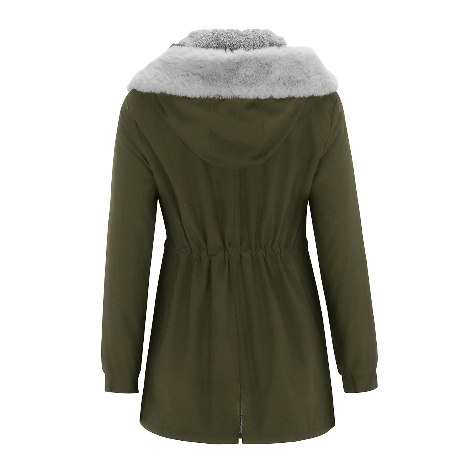 Winter warme Kapuzen Frauen Langlinienmantel Jacke Dicke Damenmantel